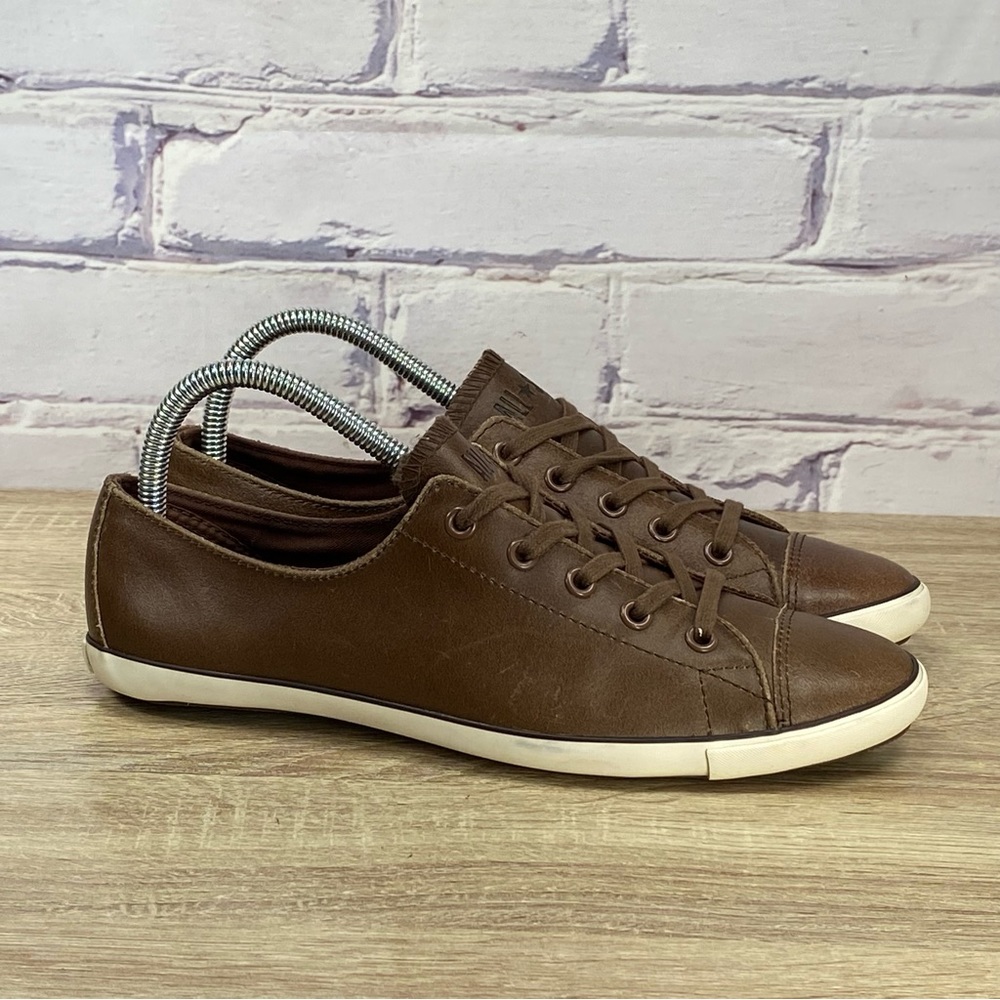 Converse Brown Low-Top Leather Lace-Up Sneakers